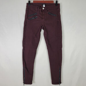 BDG Jeans Womens 29 Maroon Denim Low Rise Jegging Zip Ankle‎ W28 x L27.5